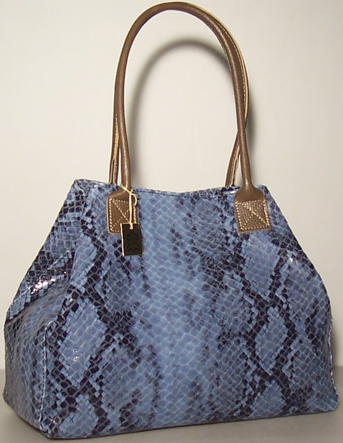 NEW Genuine Italian Leather Hand bag Satchel A4 Purse Tote Blue 969 